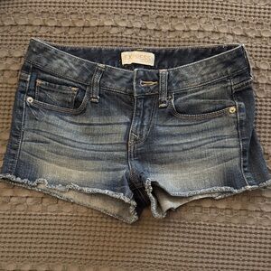 Express Blue Denim Frayed Shorts